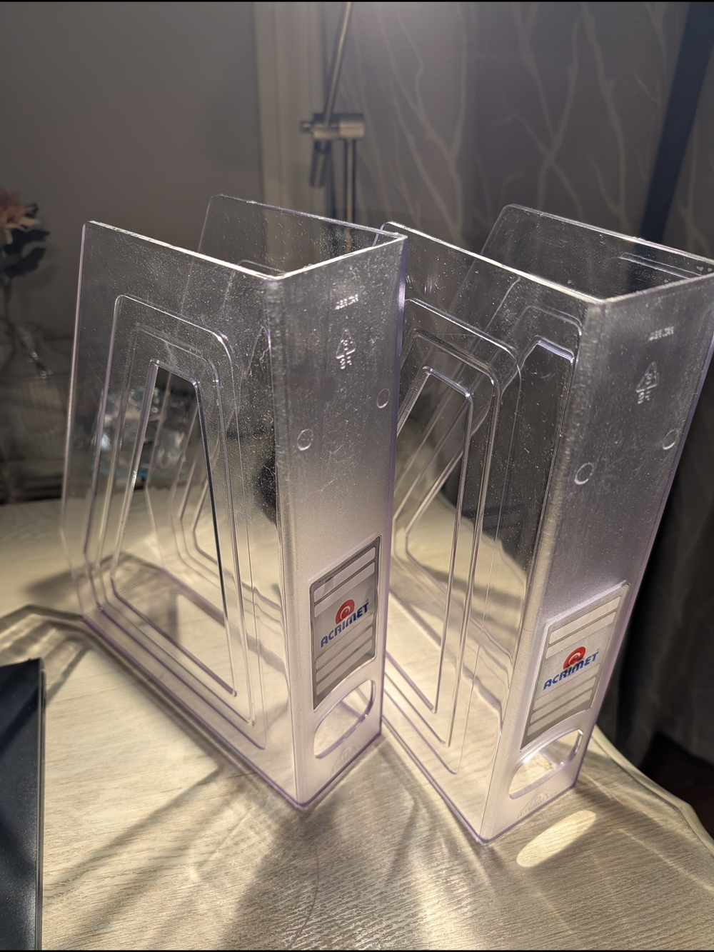2 Clear Plastic Magazine File Holders